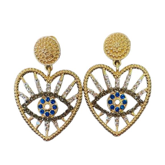 All Seeing Eye Heart Shaped Dangle Earrings - Picture 1 of 2